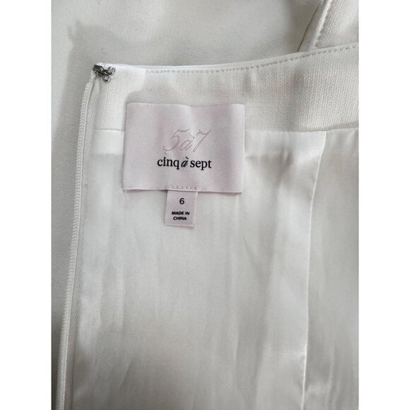 CINQ A SEPT size 6 midi ivory midi sleeveless - Picture 4 of 5
